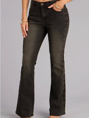 Windsor Black Studded Flare Jeans Size Small NWT Bell Bottom Festival
